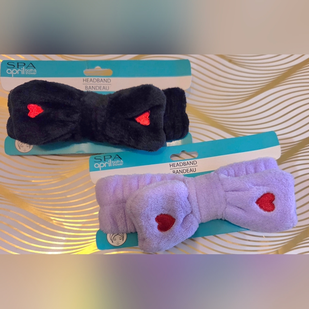 SPA April  Plush Spa Headband — Black or Lavender - Pack Of 2